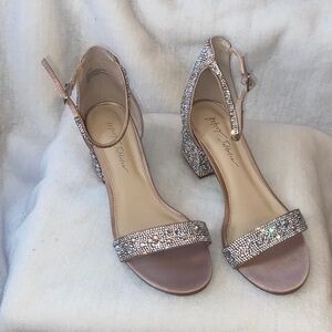 Betsey Johnson Sparkling Silver and Nude Heels